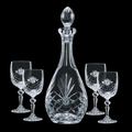 38 Oz. Cavanaugh Crystal Decanter & 4 Wine Glasses